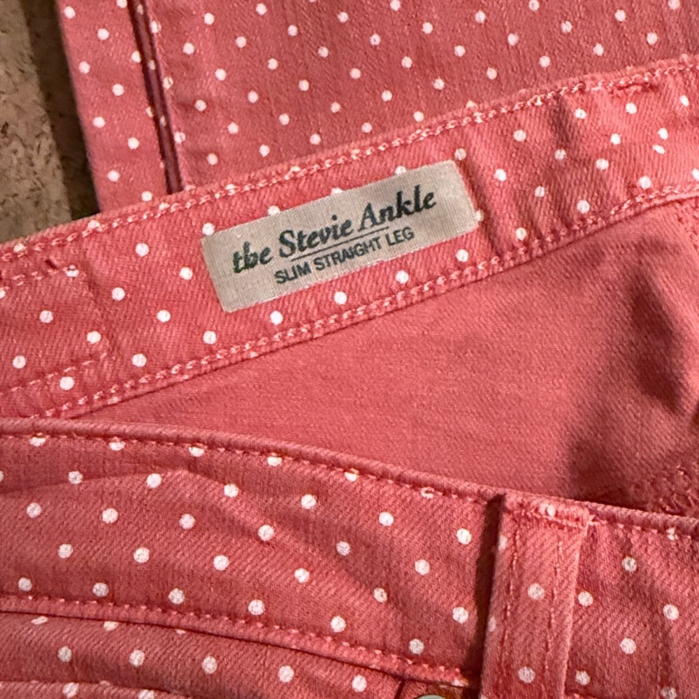 AG Stevie Slim Ankle Jeans Pink White Polka Dot Stretch Denim Size 28 - Picture 5 of 6